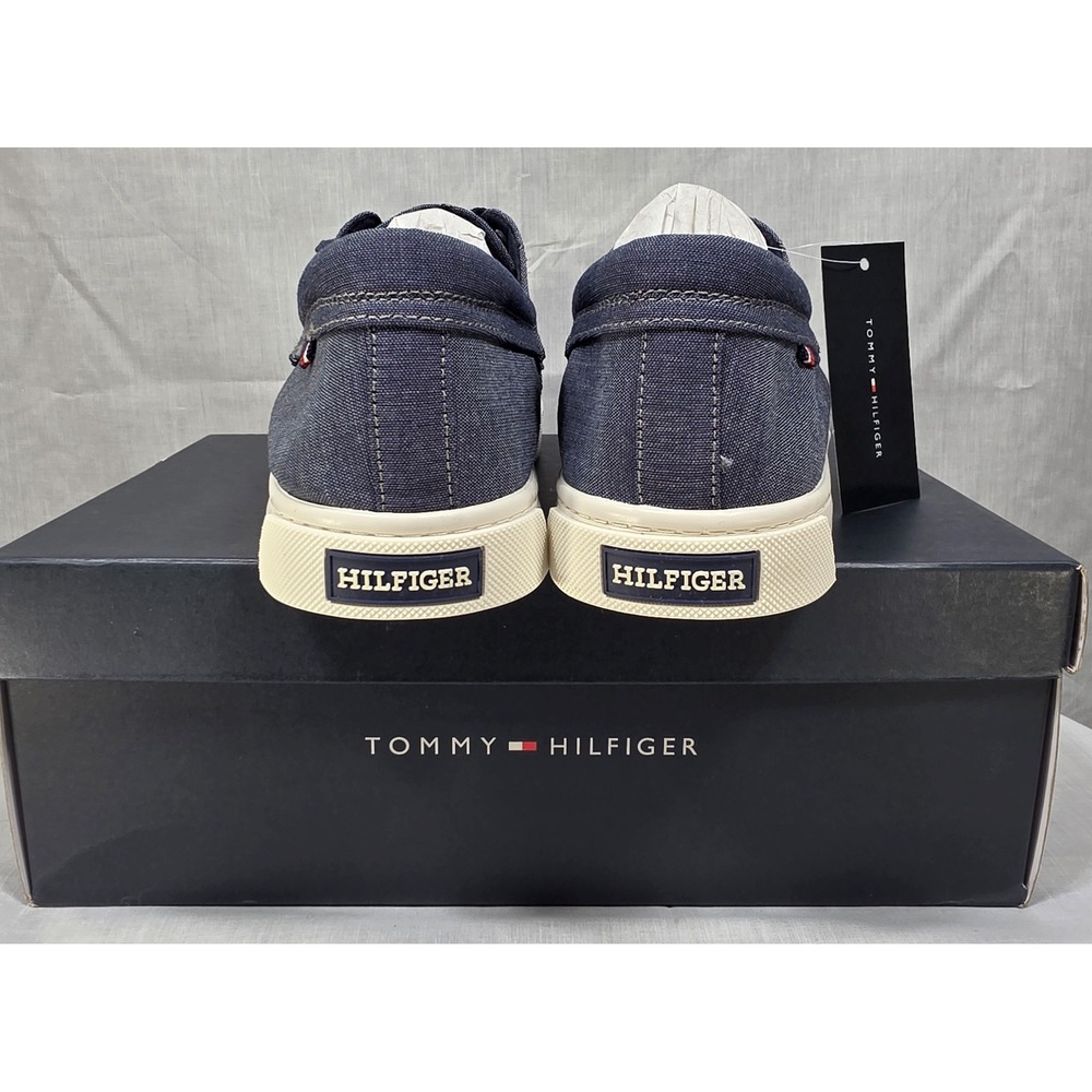 Tommy Hilfiger Men's Canvas Boat Shoes Navy Blue Lace Up Loafers - Picture 10 of 15